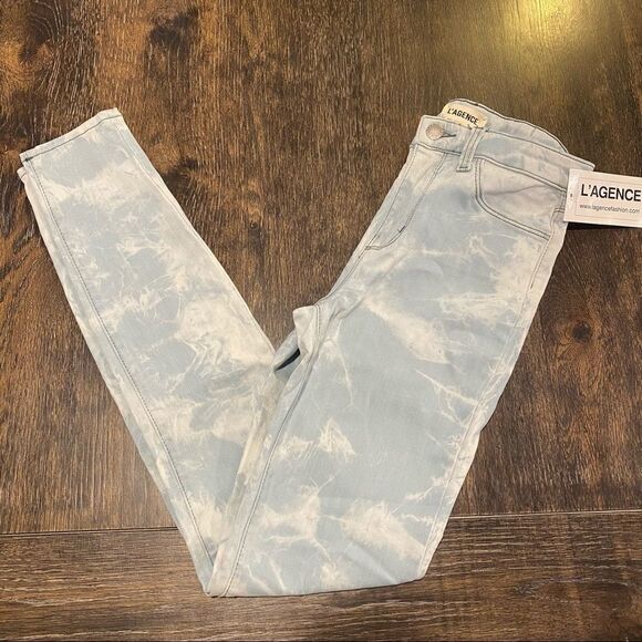 L’AGENCE Margot light blue tie dye skinny jeans - Picture 4 of 9